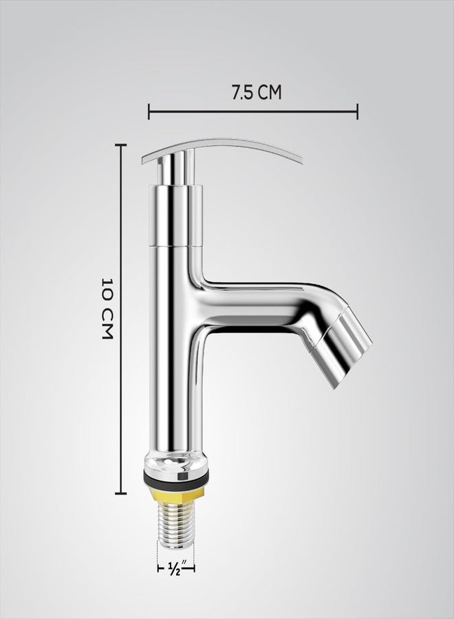 GLOXY Delight Chrome Finish Deck Mount Brass Short Pillar Tap Cock Faucet Tap for Bathroom Washbasins & Kitchen Sinks - 10 Years Warrenty - Image 2